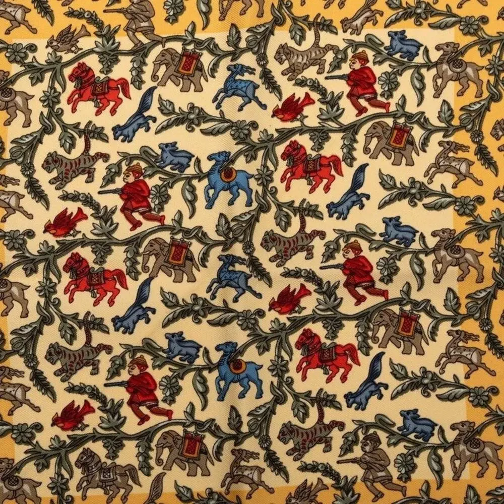 Hermes Silk Carre 45 Chasse En Inde Scarf Multicolor